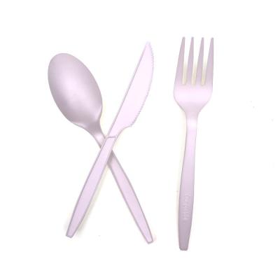 China Disposable Eco-Friendly Disposable Biodegradable Spoon Knife Fork Cornstarch PLA Cutlery Set Portable Cutlery Set for sale