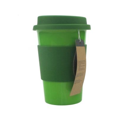 China Viable Custom Logo PLA Reusable Biodegradable Plastic Travel Coffee Mug With Cover for sale