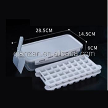 China Bar/hotel/restaurant/home 64 cavity doulbe layer food grade silicone ice cube tray ice mold with pp storage box for sale