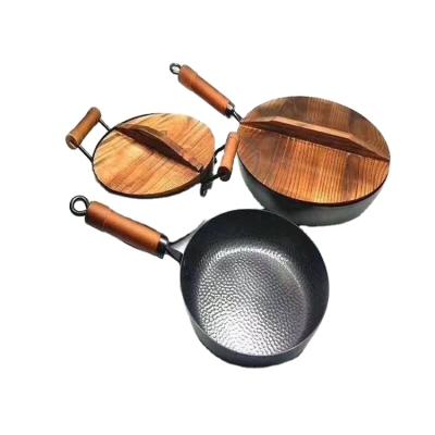 China Sustainable non-stick cookware set with 3pcs of carbon steel 14cm 16cm 18cm for sale