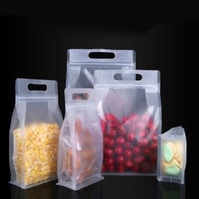 China Disposable Resealable Single Pouch Box Dried Food Snacks Packaging Bag Flat Bottom Zipper Zipper Matt Transparent Ziplock Packing Zip Lock for sale