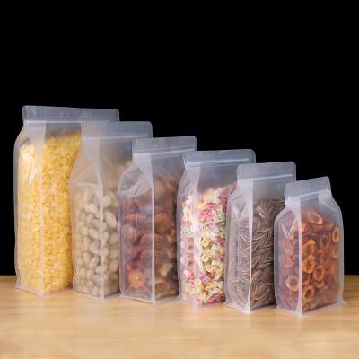 China Disposable Flat Bottom Stand Up Pouch Matt Transparent Resealable Plain Food Dried Snacks Packaging Bag Zipper Packing Storage Ziplock Bag for sale