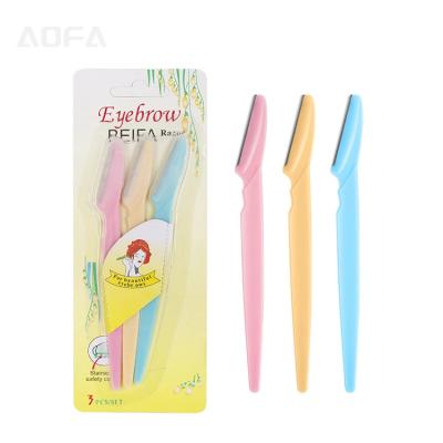 China Mini Yellow Blue Eyebrow Trimmer Knife Pink Eyebrow Hair Remover Knife Blade Trimmer Mini Eyebrow Razor Portable Eyebrow for sale