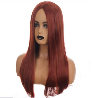 China Good Silky Straight Red Synthetic Extension Straight Wave Production Line Bundles Hair Wigs for sale