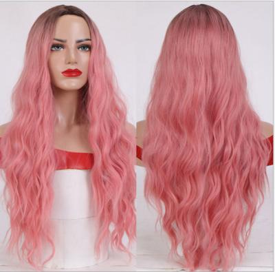 China Synthetic Loose Deep Wave High Criteria Braiding Long Pink Curly Hair Wigs for sale