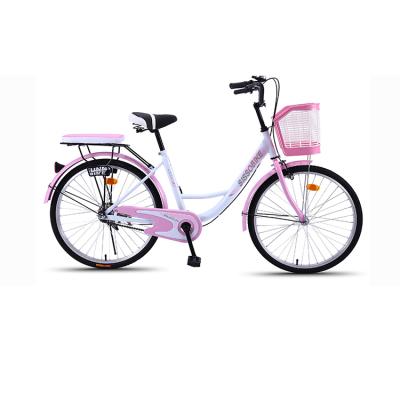 China Hot Selling 24/26 Inch City Bicycle Steel Frame Women's Street Bike Single Speed for sale