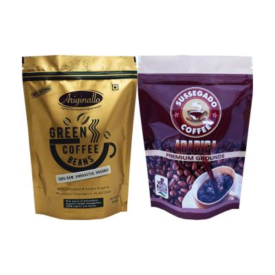 China Food Custom Printed Resealable Doypack Zip Lock Stand Up Pouches Aluminum Foil Coffee Packaging Bags With Zipper for sale