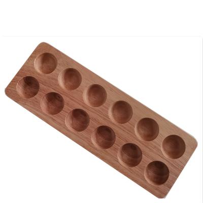 China China Kitchen Refrigerator 12 Grids Egg Storage Rubber Wooden Egg Tray for sale