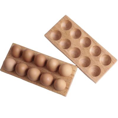 China Europe 12 Pack Solid Rubber Wooden Egg Storage Tabletop Egg Tray Holder for sale