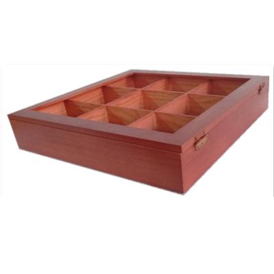 China Handmade Custom Showcase Cherry Finish Wooden Box with Glass Top for sale