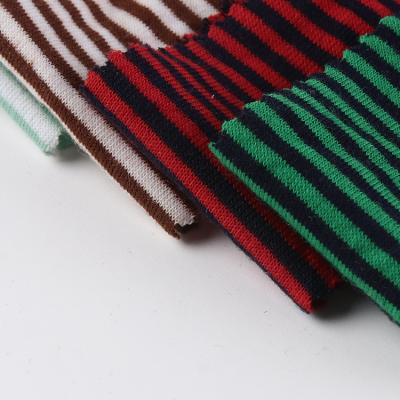 China Wholesale 32s 180g Polyester Stretch Frame Tear-Resistant Tensile Plain Knitted Striped T-shirt Fabric for sale