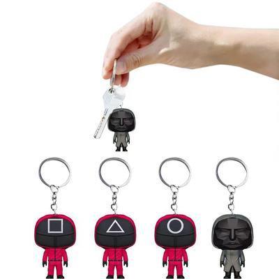 China Korean KeyChains TV Series Squid Game Key Chains Pendant With PVC Soft Stick Squid Game Peripheral Products for sale