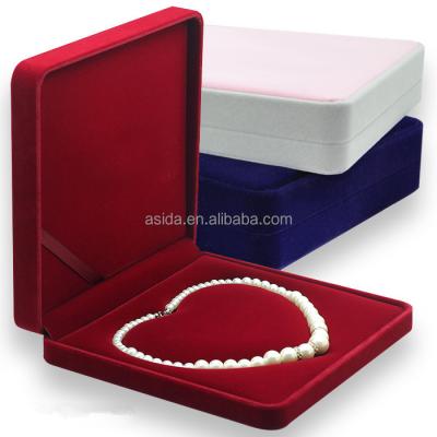 China Velvet Pearl Necklace Box High End Flocking Jewelry Boxes for sale