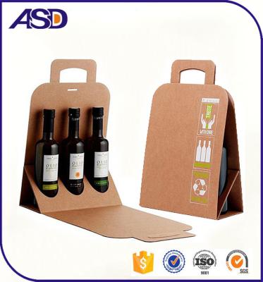 China Recycled Materials Accept Custom Portable Kraft Paper Wine Box , Cheap Beer Carrier 3 Pack Bottles for sale