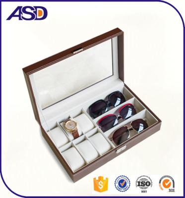 China Luxury Leather Glass Display Box Repurposed Materials Sunroof Watch Case Sun Glass Storage for sale