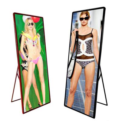 China p2.5 p3 Indoor Portable Advertising LED Digital Poster Ultra Slim Indoor Display With Foldable Stand for sale