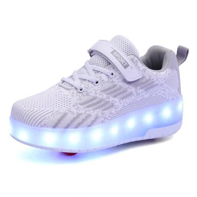 China Fashion\Comfortable\Durable\Breathable\Wholesale Boys Infants Kids Sneakers Kids Letters PU Led Luminous Sport Light Roller Shoe Ice Skates Shoes for sale