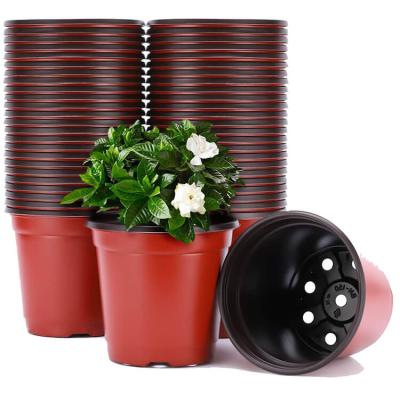 China Modern Various Color Soft Plastic Nursery Flower Pots Greenhouse Double Flower Pot for sale