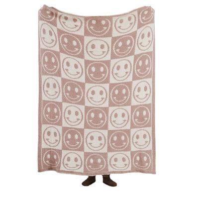 China 2023 New Fashionable Winter Softest Comfortable Knit Smiley Face Throw Plush Woolen Warm Covering VG001 for sale