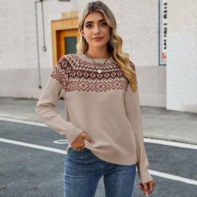 China Anti-wrinkle 2023 New Autumn/Winter Sweater Wear Modest Sweaters Vintage Jacquard Knits Casual Loose Sweaters For Women for sale