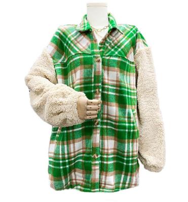 China Women Anti-wrinkle Contrast Color Plaid Jacket Autumn And Winter Thickened Plaid Lambswool Quilting Coat for sale