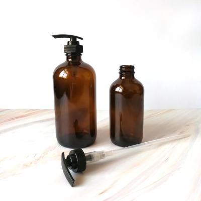 China Amber Round 480ml 500ml Recyclable Skin Care Sanitizer Body Shampoo Clear Customized Plastic Containers Pump Shower Lotion Bottle for sale