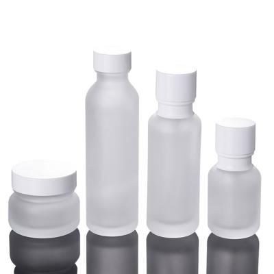 China Wholesale Household Products 50ml 110ml 120ml 150ml New Design Glass Cosmetic Packaging Cosmetic Frosted Clear Lotion Pump Bottle for sale