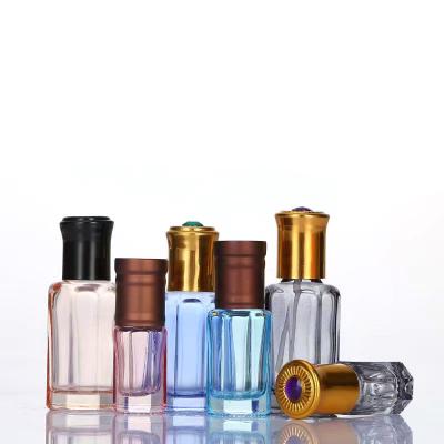 China 3ml 6ml 9ml 12ml Recyclable Essential Oil Perfume Glass Roller Bottles Roll On With Metal Cap Octagon Glass Attar Bottle for sale