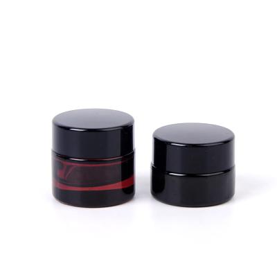 China 20ml 30ml 50ml 60ml 100ml amber glass jar cosmetic container cosmetic facial cream jars with metal aluminum lids black caps in stock for sale