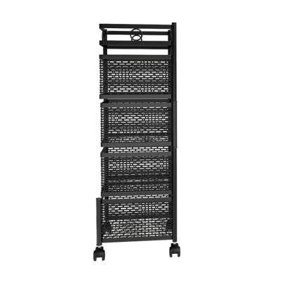 China Best Stocked Selling Heavy Duty 5 Tier Black Color Design Kitchen Organizer Multifunctional Storage Racks With Wheels for sale