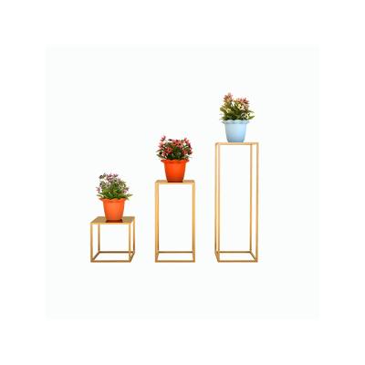 China Modern Morden Geometric Square Iron Retangle Metal Home Decoration Multi-size Garden Plant View Flower Stand Modern Pot Shelf for sale