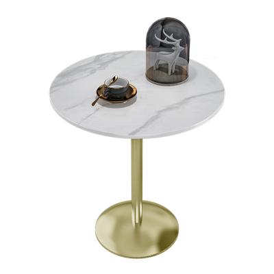 China Selling simple living room of minimalist hot fashionable white marble coffee table metal round corner table for sale