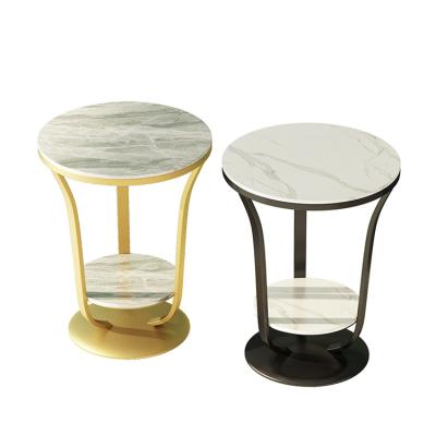 China Wholesale Contemporary Modern Gold Marble Top Coffee Tables Round Side Table For Living Room Metal Home Contemporary for sale