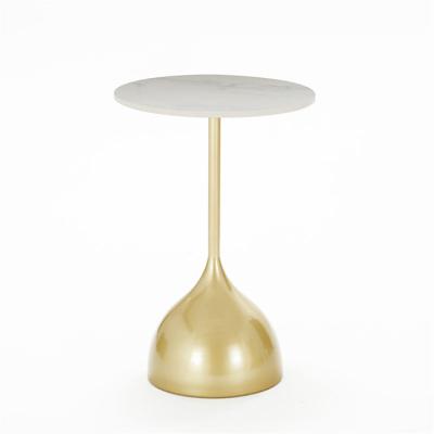 China Gold Modern Trendy Luxury End Table Round Marble Top Living Room Coffee Table for sale