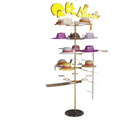 China Contemporary Wholesale Metal Baseball Hat Shelf Hat Floor Display Stand For Retail Store for sale