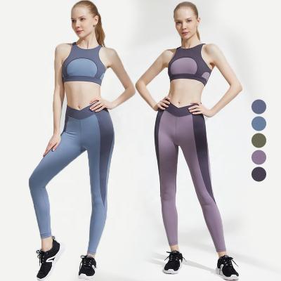 China QUICK DRY Women Color Block Tracksuits Gym Wear Yoga Set Breathable Sports Length Ankel Set for sale