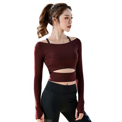 China Best price top quality breathable firm fitted long sleeve yoga tops ladies for sale