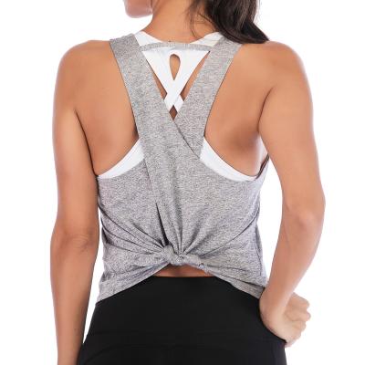 China Quality Breathable Guaranteed Suitable Price Off Shoulder Cross Neck Yoga Tank Top for sale