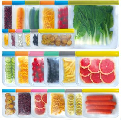 China Folding Reusable Sandwich Bags, Reusable Silicone Food Bags, Resealable Snack Bags For Kids Meat Fruit Vegetable for sale