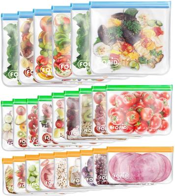 China BPA FREE Reusable Extra Thick Freezer Folding Storage Bags Leakproof Silicone And Plastic Lunch For Food Meat Fruit for sale