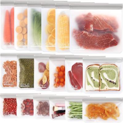 China Folding Reusable Storage Bags BPA FREE Freezer Bags Food Container For Sous Vide Liquid Lunch Snack Sandwich Marinate Meat Fruit Bag for sale