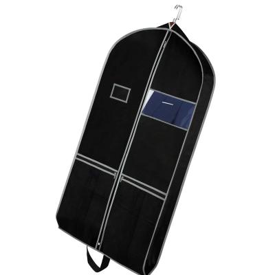 China Custom Nonwoven Storage Zipper Lock Garment Bag, Foldable Garment Travel Suit Cover Bag with Pocket, Fabric Garment Bag Wholesale for sale