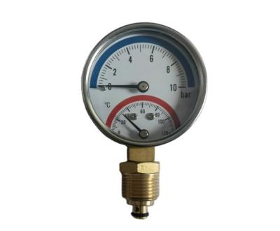 China 2.5 Inch Black Case Bottom Mount Temperature And Pressure Gauge With BSP 1/2 2.5 Inch for sale