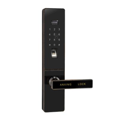 China Zinc Alloy Electric Digital Fingerprint Door Lock Fingerprint Mortise European Door Lock for sale