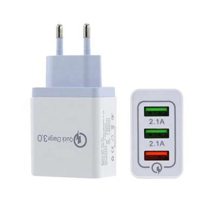 China Qualcomm QC3.0 Quick Charge 5v 3.1a 3 Ports 2019 Popular 3 Ports Usb Charger Quick Charge 3.0 Quick Charger Qc3.0 Wall Usb Charger Adapter For the portable mobile for sale