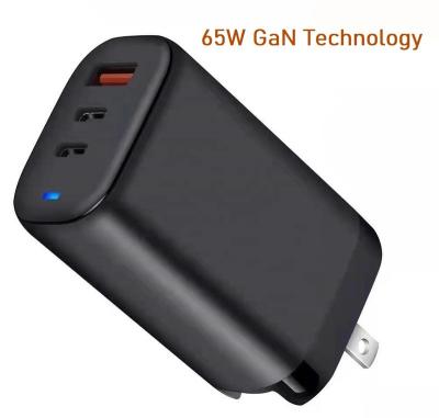 China Mini Wall Usb Laptop Chargers 65w GaN Technology Gan Tech 65w 3 Ports Eu UK Plug Usb C Palladium Palladium Adapter 65w Gan Charger for sale