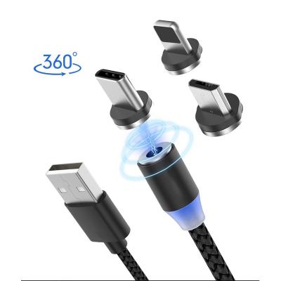 China Quick Charging Turn 2m Led Magnet 3 In 1 Multi Round Fast Type-C 8 Pin Micro Usb Magnetic Charging Phone Charger Tipo V8 Cable for sale