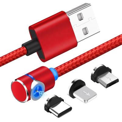 China Newest Style Magnetic Charging Cable Led 360 Cargador Mobile Magnet 3 In 1 Type C Ladekabel Sarj Kablosu Micro Magnetic Fast Phone Charger Charging Cable for sale