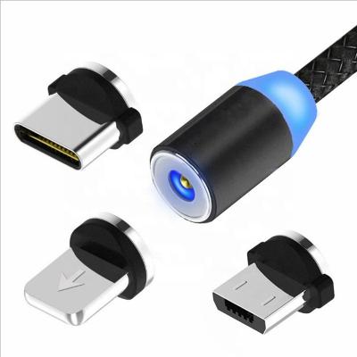 China Fast Charging Led 3 In A Magnetic Cable Usb Magnetic Light Charging Type c Android 3 In 1 Magnetic Phone Cable for sale