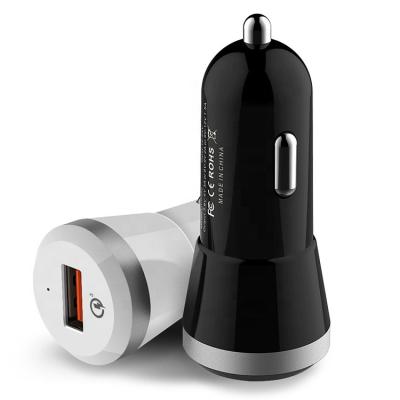 China High Quality QC3.0 Fast Car Charger With CE FCC ROHS Certificate Mini Cargador De Coche Usb 18W Portable QC 3.0 Mobile Single Port Car Charger for sale